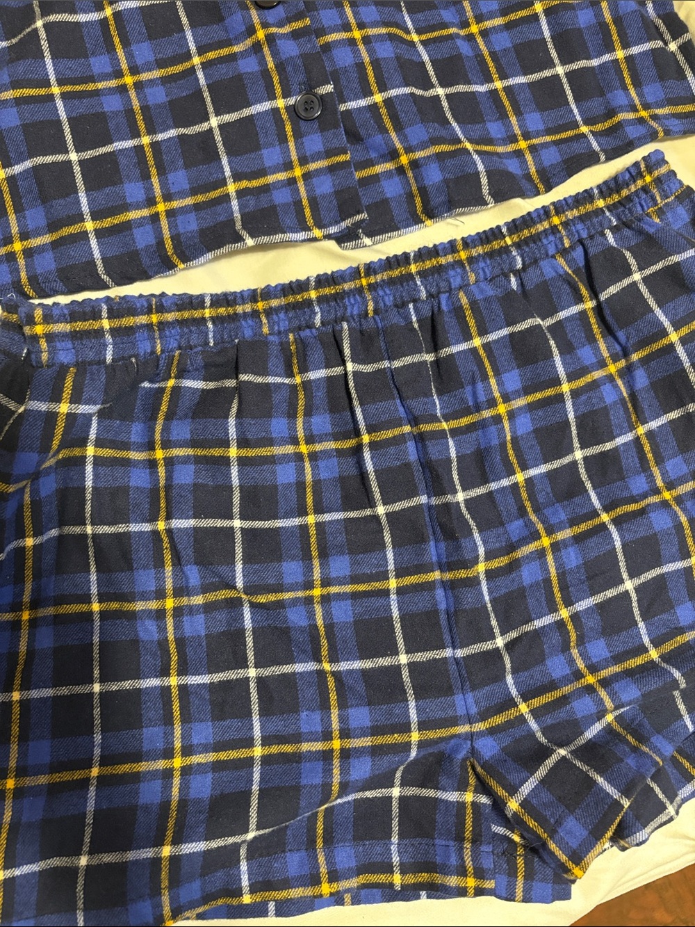 BNWT Forever 21 Women’s Blue Plaid 2-Piece Pajama Pj Set - Picture 4 of 5